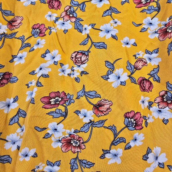 Floral Sundress Size Medium Yellow Flower Print Dress Summer Boho Beach Resort - Picture 6 of 15